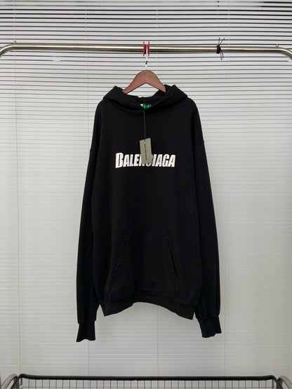 Balenciaga letter printed hooded long sleeved shirt