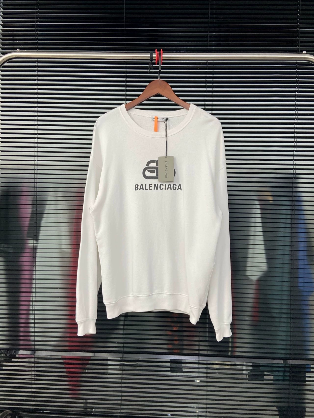 Balenciaga Lock letter logo white hoodie