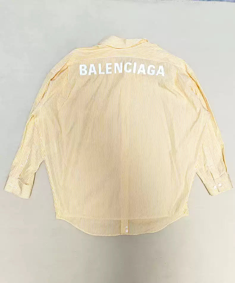 Balenciaga printed logo striped button up shirt jacket