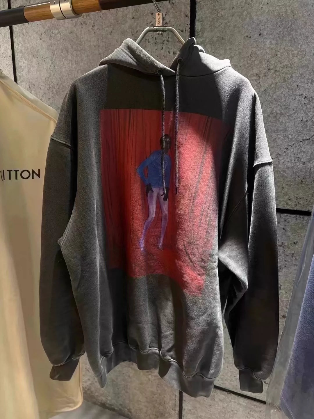 Balenciaga Grey Portrait Printed Hoodie