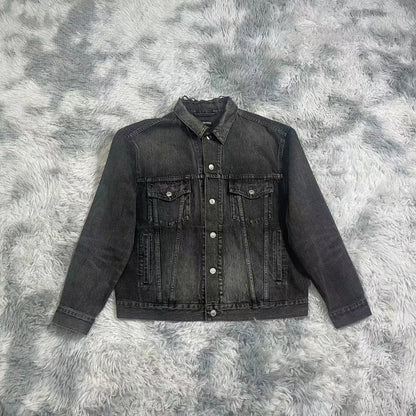 Balenciaga Black and Red Back Letter Denim Jacket