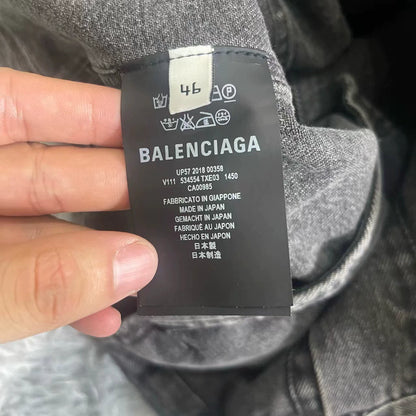 Balenciaga Black and Red Back Letter Denim Jacket