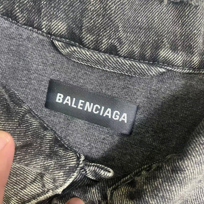 Balenciaga Black and Red Back Letter Denim Jacket