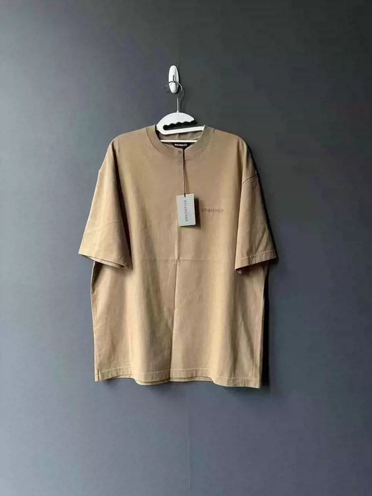 Balenciaga khaki double b embroidered short sleeved shirt