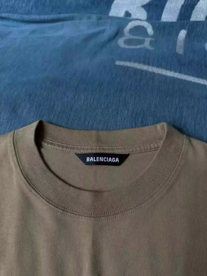 Balenciaga khaki double b embroidered short sleeved shirt