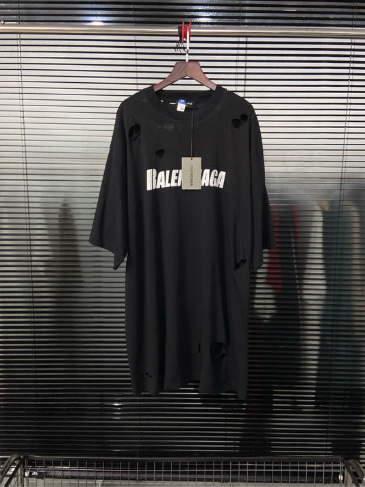 Balenciaga destroys logo cracks short sleeves