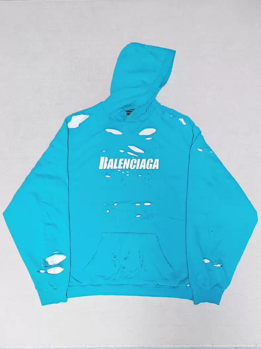 Balenciaga 22ss Show style distressed printed hoodie