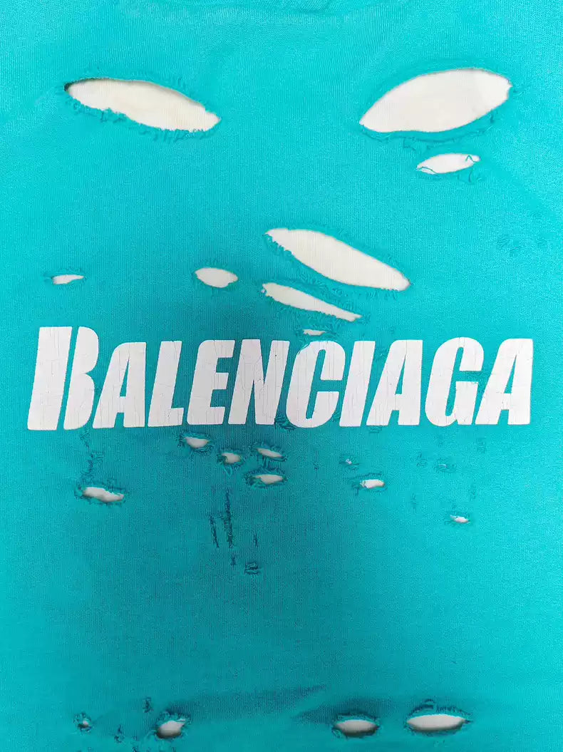 Balenciaga 22ss Show style distressed printed hoodie