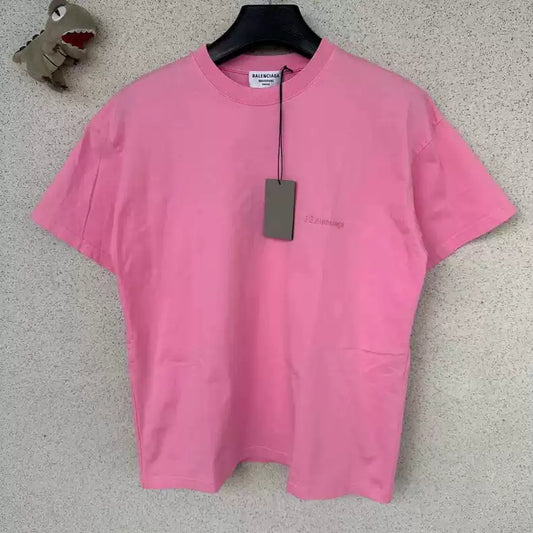 Balenciaga Pink Double B Small Logo Short Sleeve