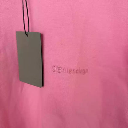 Balenciaga Pink Double B Small Logo Short Sleeve