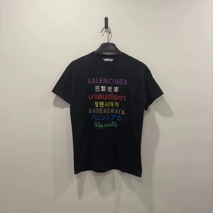 Balenciaga Black Seven Nation Language Short Sleeve