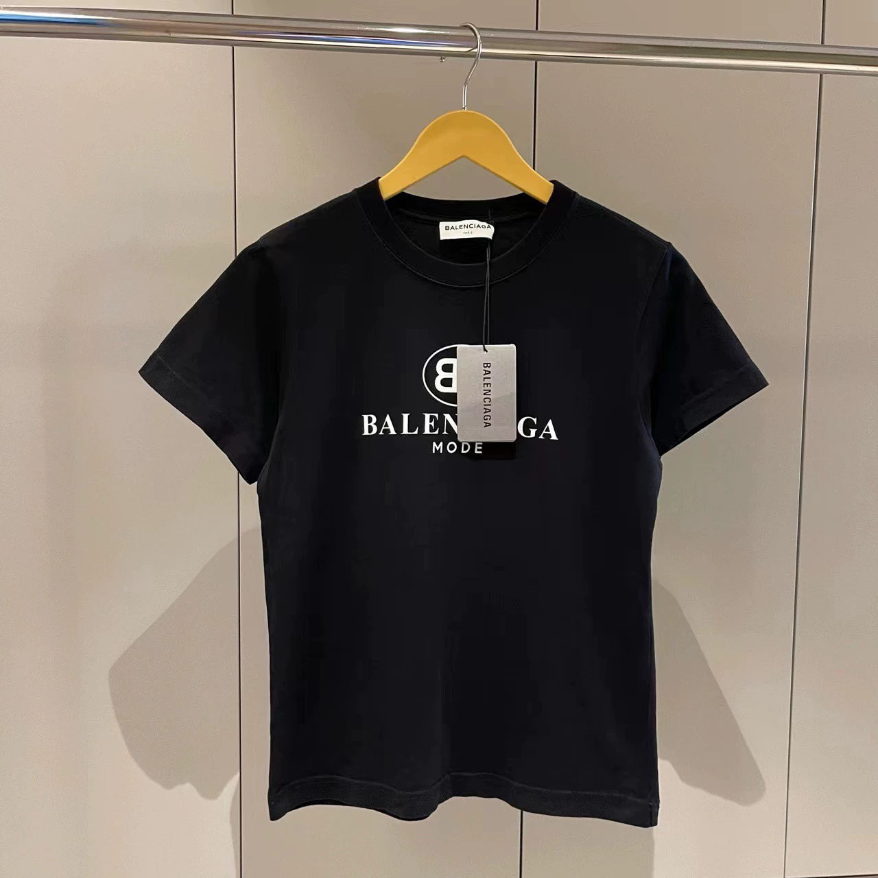 Balenciaga Black Double Blogo Short sleeved T-shirt