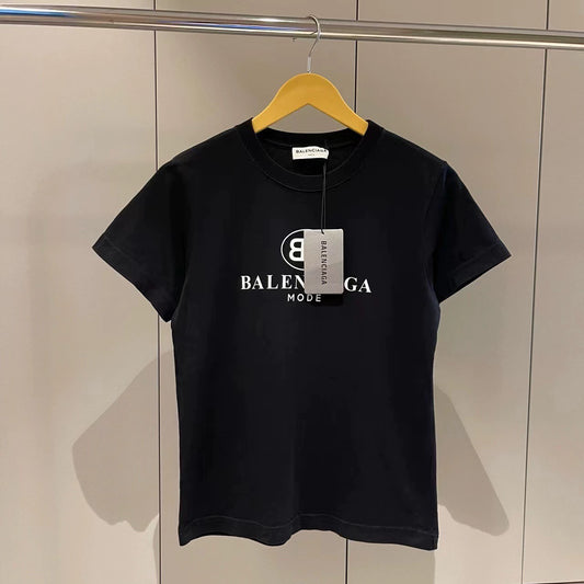 Balenciaga Black Double Blogo Short sleeved T-shirt