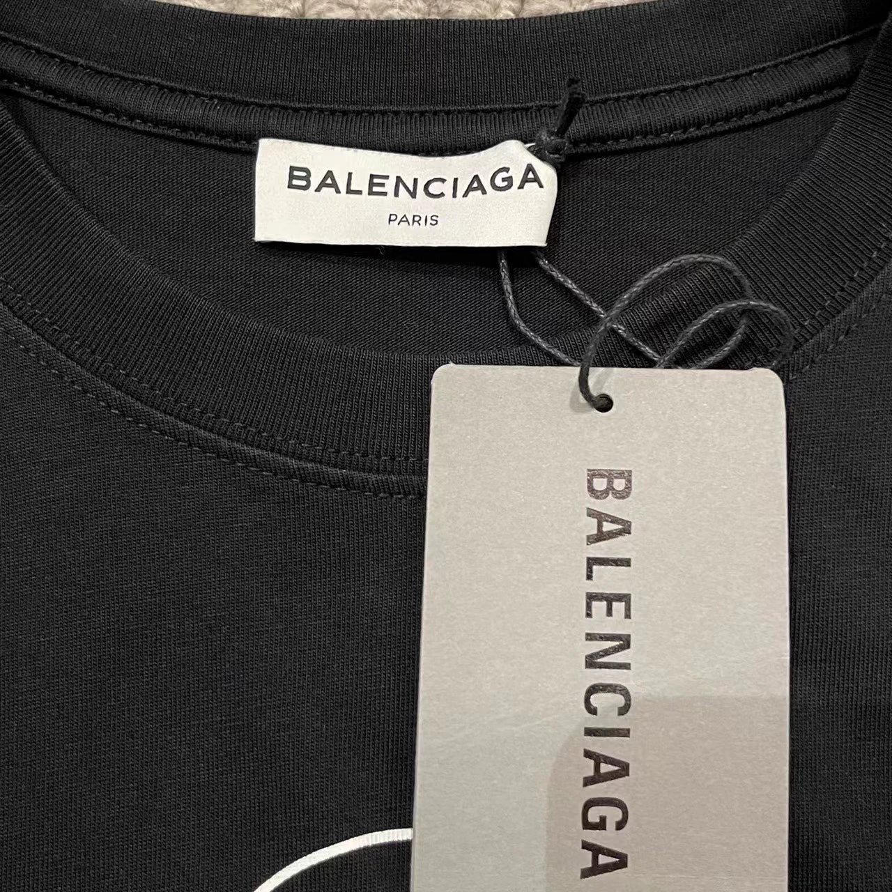 Balenciaga Black Double Blogo Short sleeved T-shirt