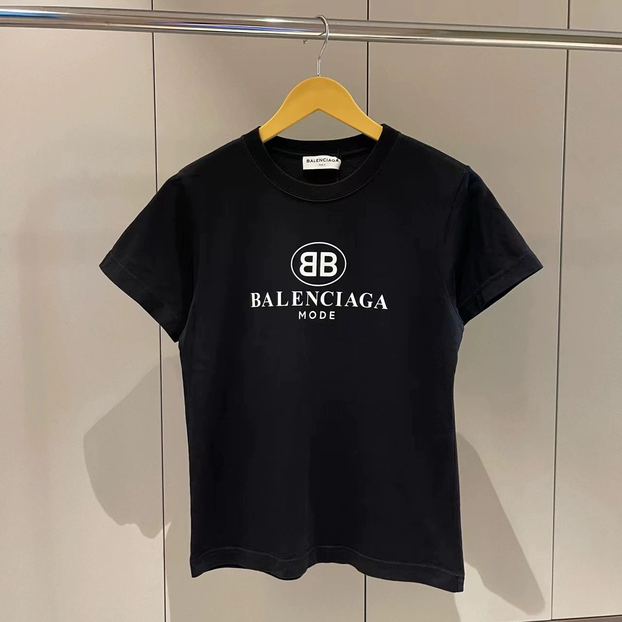 Balenciaga Black Double Blogo Short sleeved T-shirt