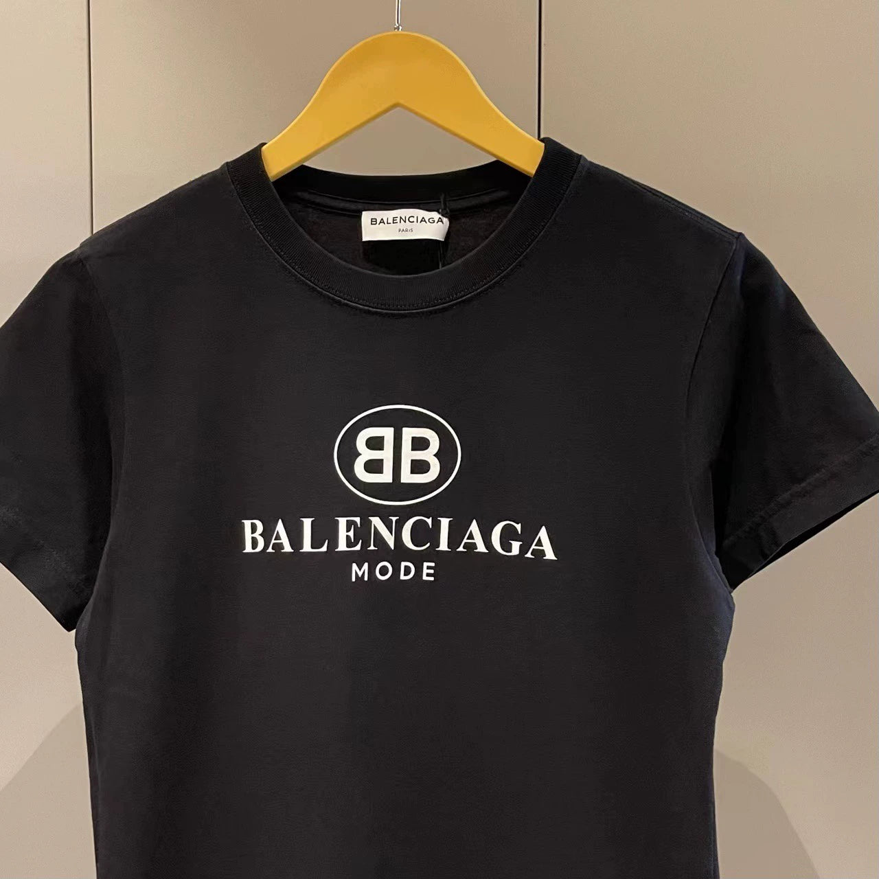 Balenciaga Black Double Blogo Short sleeved T-shirt