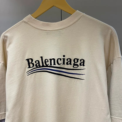 Balenciaga new beige cola logo fake two-piece patchwork shirt with sleeves and long sleeves