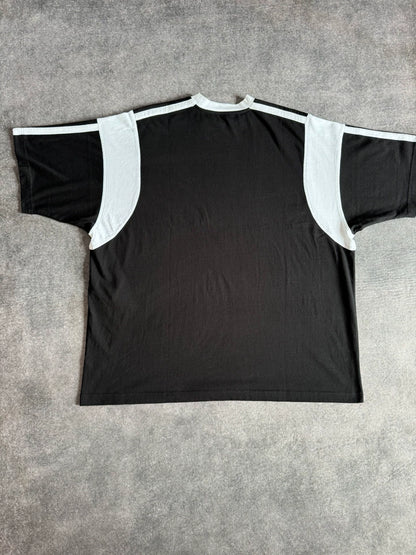 Balenciaga 22fw Black and White Embroidered Logo Splicing Football Short Sleeve