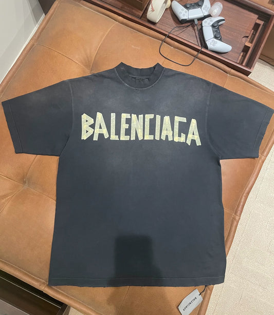 Balenciaga beauty paper tape washed and damaged short sleeves