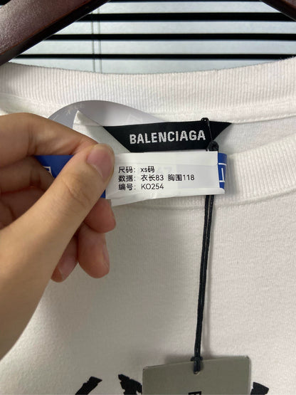 Balenciaga Marathon Letter Logo White Short Sleeve