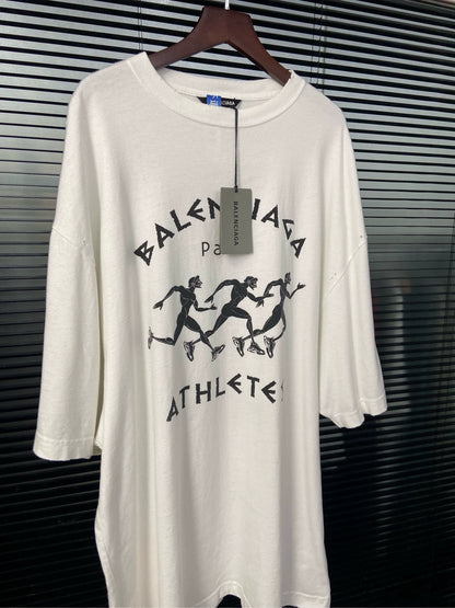 Balenciaga Marathon Letter Logo White Short Sleeve