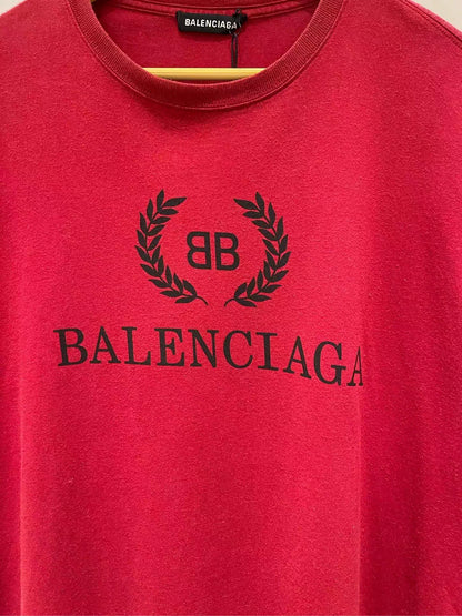 Balenciaga Red Double B Wheat Ear Printed Short Sleeve