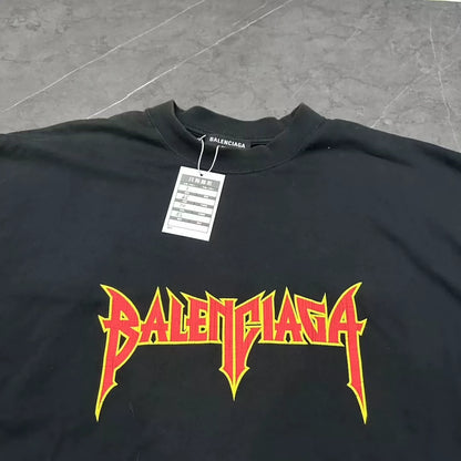 Balenciaga Rock Inkjet Flame Destruction Letter Logo Short Sleeve