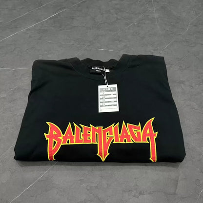 Balenciaga Rock Inkjet Flame Destruction Letter Logo Short Sleeve