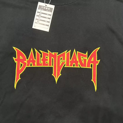 Balenciaga Rock Inkjet Flame Destruction Letter Logo Short Sleeve