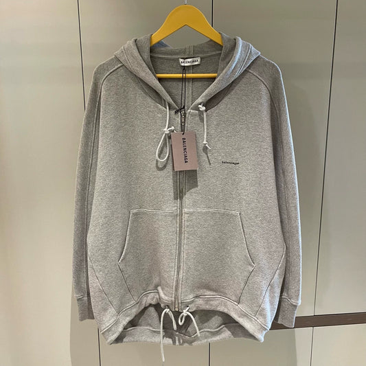 Balenciaga grey small logo silhouette zipper jacket hoodie