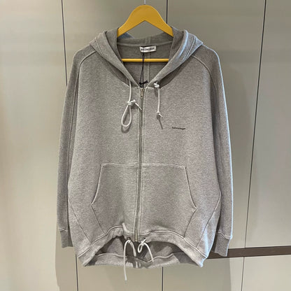 Balenciaga grey small logo silhouette zipper jacket hoodie