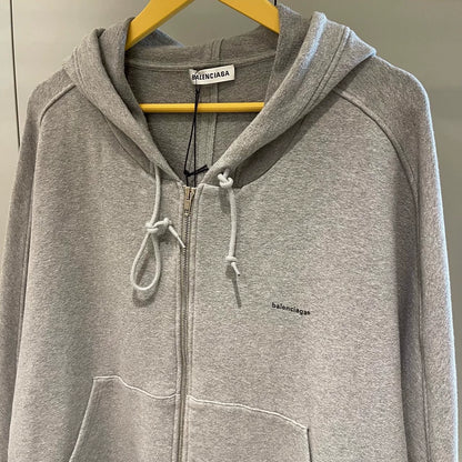 Balenciaga grey small logo silhouette zipper jacket hoodie