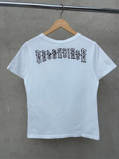 Balenciaga white back embroidered logo short sleeved T-shirt