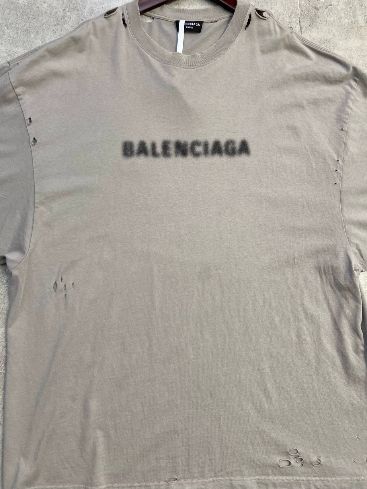 Balenciaga solid color letter print perforated round neck short sleeved shirt