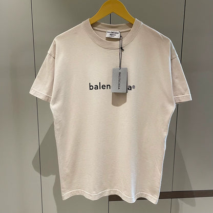 Balenciaga beige email logo short sleeved T-shirt