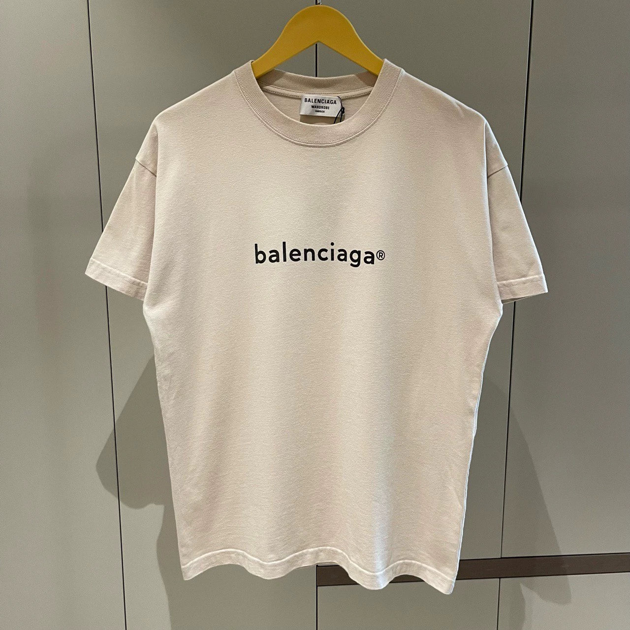 Balenciaga beige email logo short sleeved T-shirt