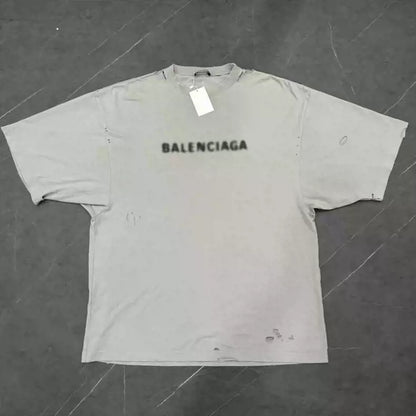 Balenciaga blurred mosaic logo short sleeved shirt