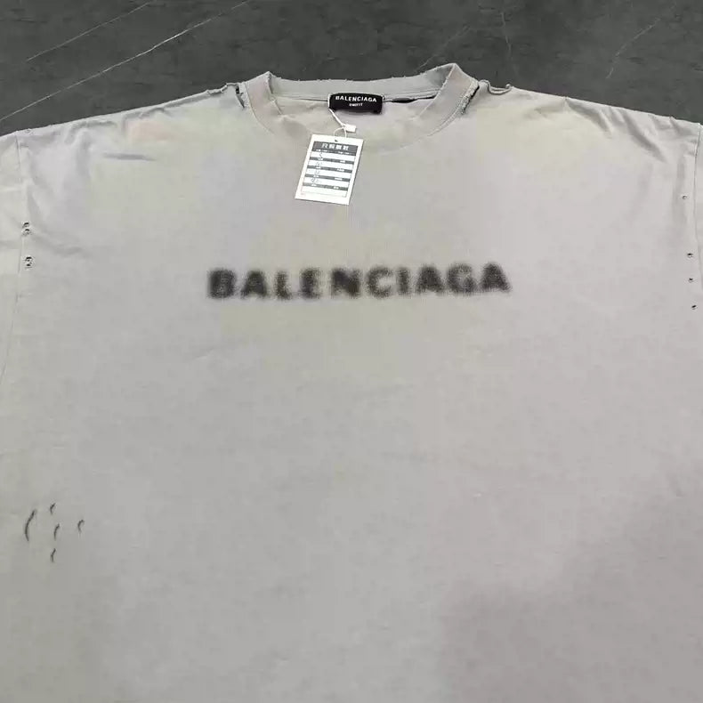 Balenciaga blurred mosaic logo short sleeved shirt