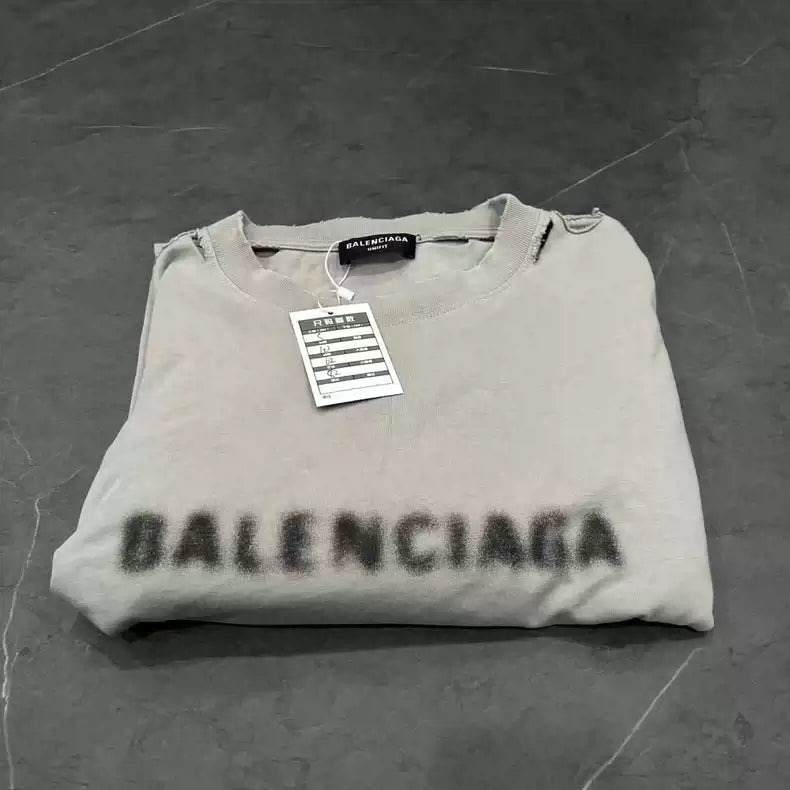 Balenciaga blurred mosaic logo short sleeved shirt