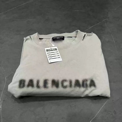 Balenciaga blurred mosaic logo short sleeved shirt