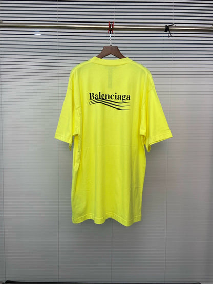 Balenciaga Cola Wave Pattern Political Green Short Sleeve