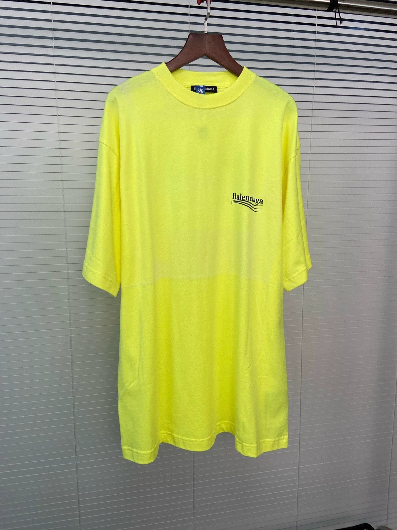 Balenciaga Cola Wave Pattern Political Green Short Sleeve