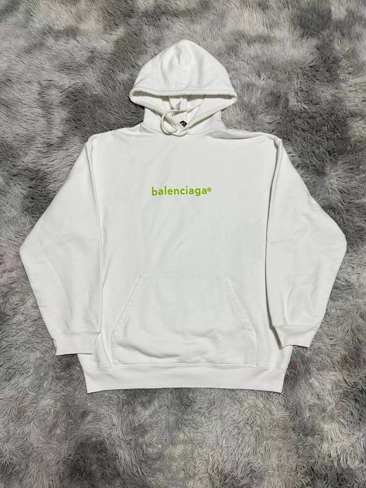 Balenciaga new green letter logo white hoodie