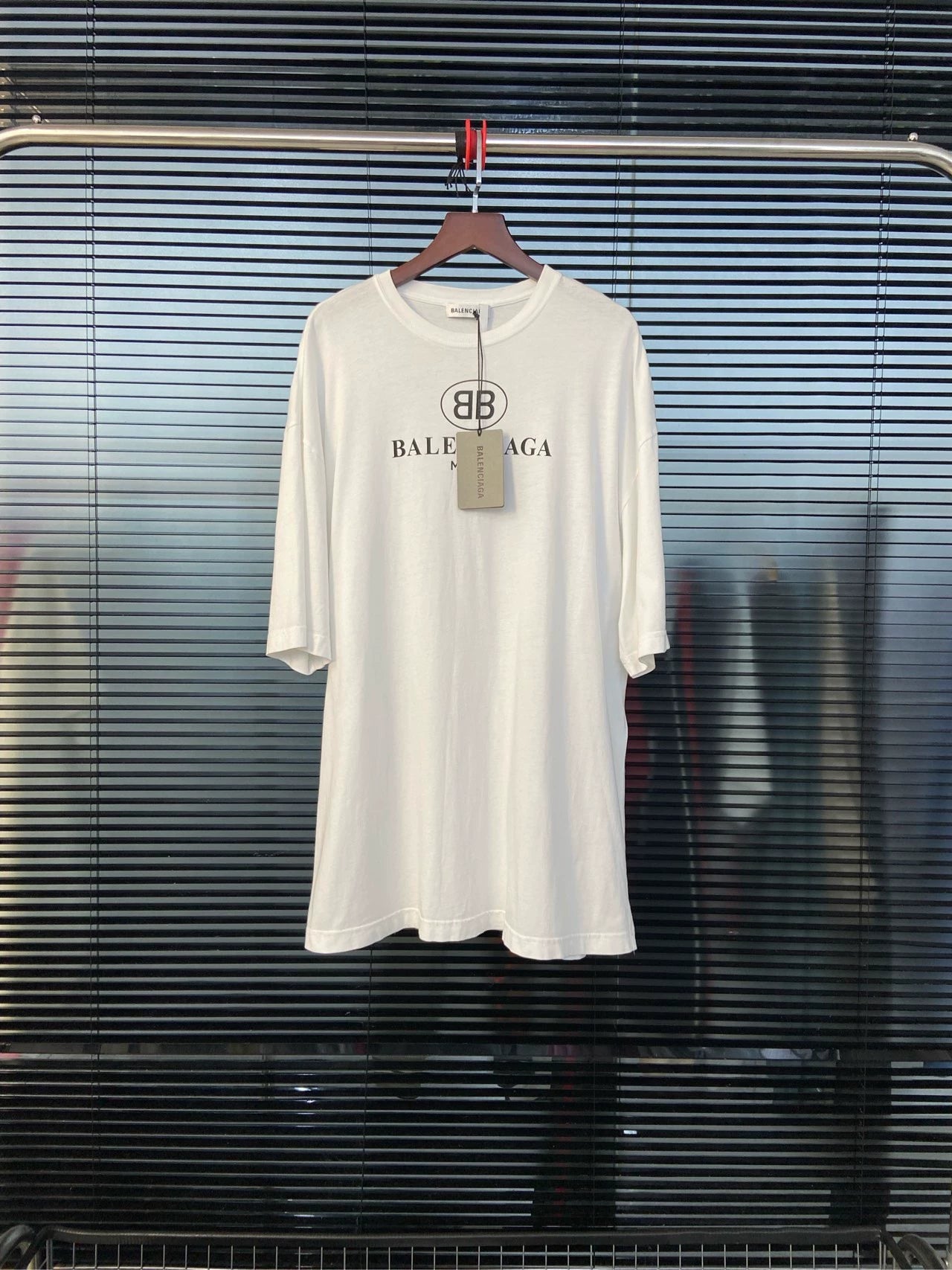 Balenciaga Double B Letter Logo White Short Sleeve