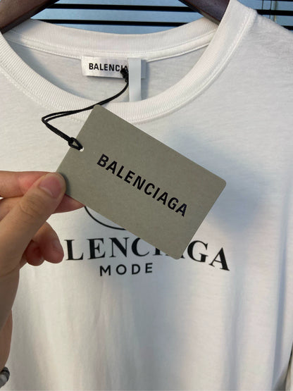 Balenciaga Double B Letter Logo White Short Sleeve