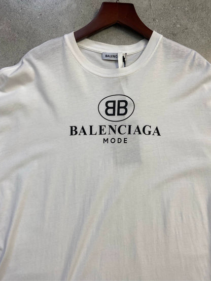 Balenciaga Double B Letter Logo White Short Sleeve