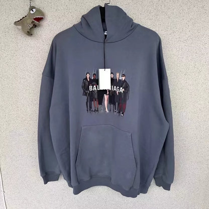 Balenciaga Haze Blue Portrait Hoodie Sweatshirt