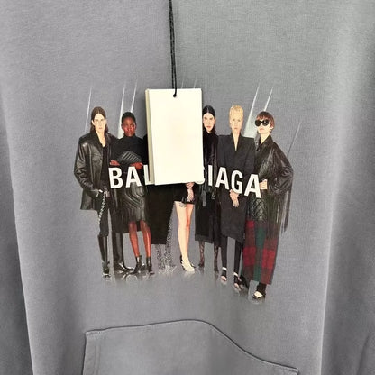 Balenciaga Haze Blue Portrait Hoodie Sweatshirt