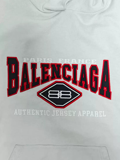Balenciaga 22fw black and red bat embroidered logo distressed hoodie