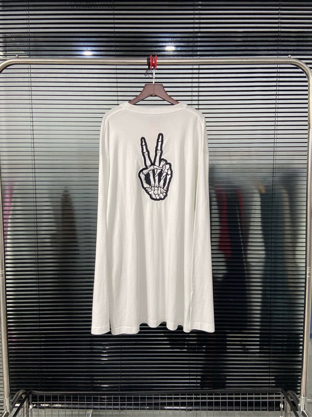 Balenciaga Dissolves Smiling Face Victory Gesture White Long Sleeve